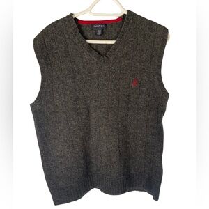 Nautica Men's Charcoal V-Neck Sweater Vest